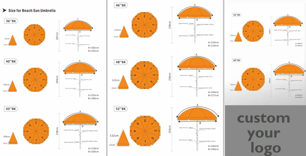 Outdoor Windproof Parasol Advertising Umbrella Beach Umbrella