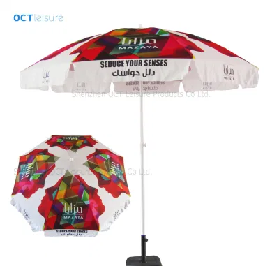 Quality Promotional Outdoor Sun Umbrella Parasol Beach Umbrella with Customized Design (OCT