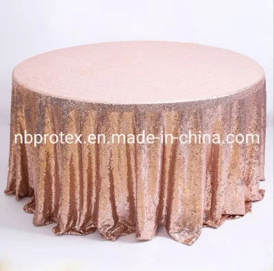 Hot Sale Cheap Table Clothes with Polyester Sequin Embroidery for Hotel Wedding Banquet